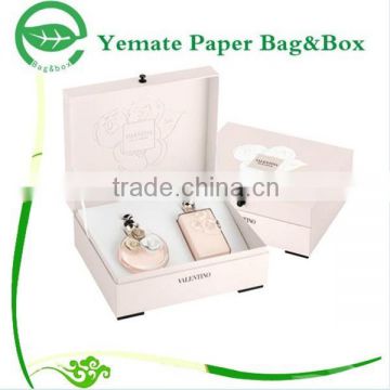 elegant luxury design plain cosmetic perfume cardboard craft packaging display box to decorate with hinged and foam hold insert