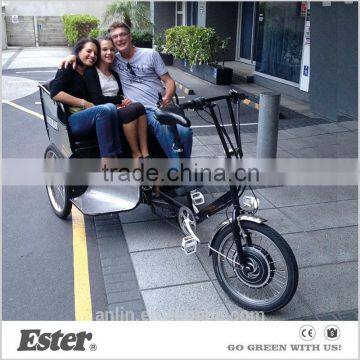 CE certificate 500w brushless motor ESTER bicitaxis decorative rickshaw for family