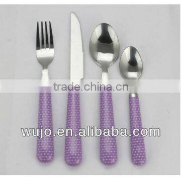 Plastic Handle Stainless Steel Tableware Set