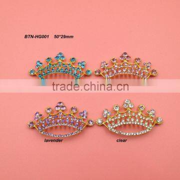 Hot selling 50*29mm flatback rhinestone button crown for hair accessary(BTN-HG001)