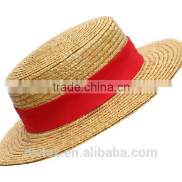 Top Quality Red Band 100%Paper Customaize Boater Straw Hat