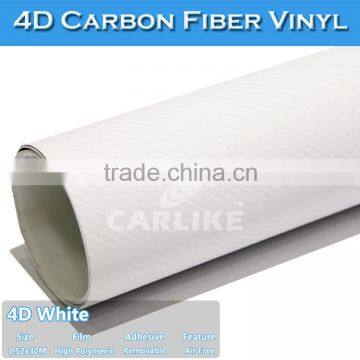 CARLIKE Air Channels Flexible White 4D Carbon Fiber Sticker Car Design