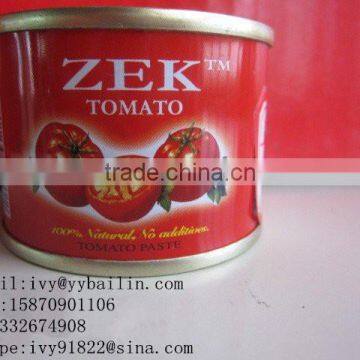 Tinned tomato paste with double concentrate brix 28-30%