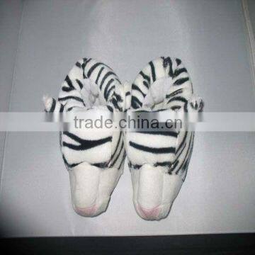 Zebra Shaped Fuzzy Plush Slippers