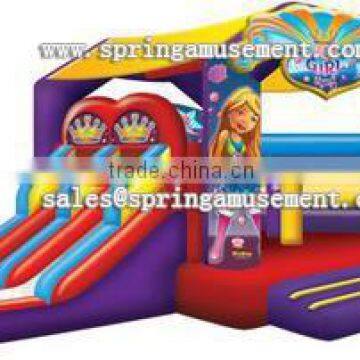 Newest hot sale cheap GIRL Classical inflatable bouncy house and fun slide combo castle for sale