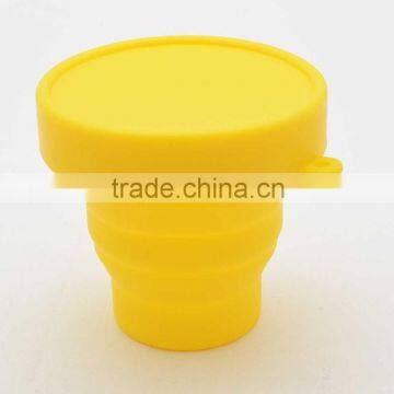 SILICONE COLLAPSIBLE CUP W/LID, SILICONE TELESCOPIC CUP W/LID