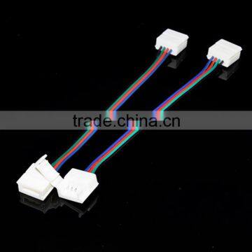 10mm 4 pin Two RGB Connectors Wire Adapter For SMD 5050 RGB Color Solderless for Strip to Strip