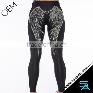 Fashion Devil Wings Digital Print Compression Tights