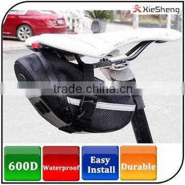 Wholesale logo customized 600D durable waterproof leather bicycle saddle bag