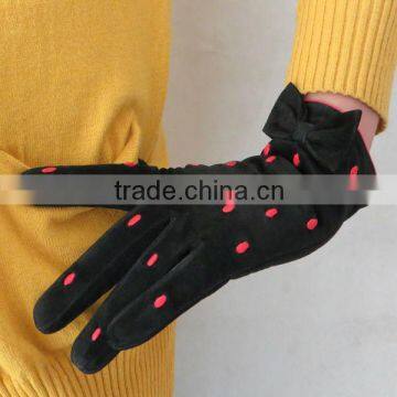 Best sale ladies studs pig suede leather gloves in bulk