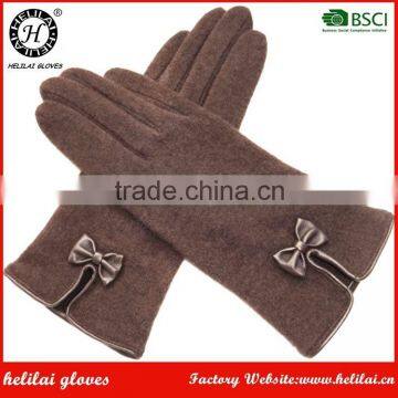 HELILAI Brown Woolen Ladies Gloves Daily Life Girls Fashion Dress Gloves From China