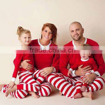 family cotton christmas pajamas with stripe red/green/blue