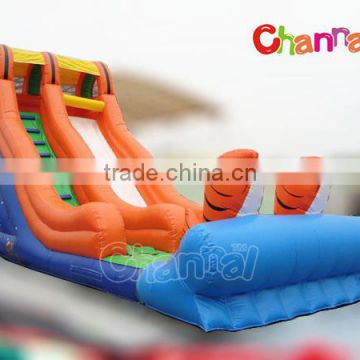 Most popular fish design dry inflatable slide for sale