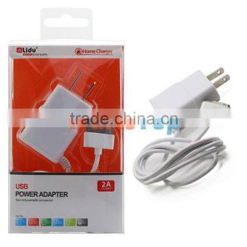 Factory Wholesale Lidu USA Canada Home Charger ,US AC Power Adapter WIth 30Pin USB Cable For iPhone 4 4S iPad iPod