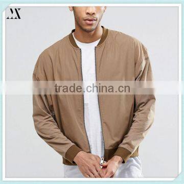 2016 Wholesale Bomber Jacket 100 % Cotton Oversized Lightweight Jersey Bomber Jacket With Woven Fabric