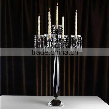 2016 New design black crystal made crystal glass candlestick