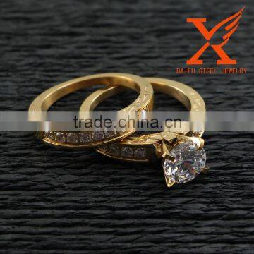 Mens and Womens Couples Wedding Band Stainless Steel Casting CNC Setting Gold Plated Wedding Fing Gold 18k Jewelry for 1 Pair photo-3