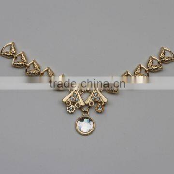 Fashion selling drop metal fancy crystal stone chain necklace for dresses