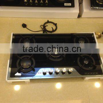 2106 NEW MOODEL TEMPERED GLASS 5 BURNERS GAS STOVE