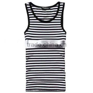 Black Stripe Cotton Tank Top