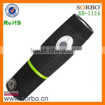 Portable 3 LEDs Spinning Rechargeable Flashlight,Mini Torch Light