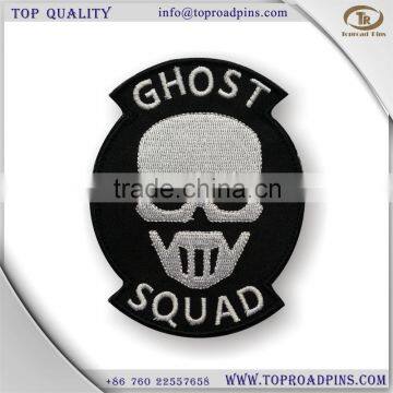 cheap custom fabric embroidery skull patches with heat adhesive backing