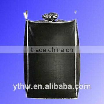 coated black color fabric big bags/bottom spout with star closure/cheap black sift-proof baffle bags