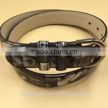Metal buckle belt crisscross pattern belt for lady