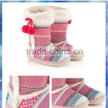 bubble fairisle knit boots shoes with fur lined