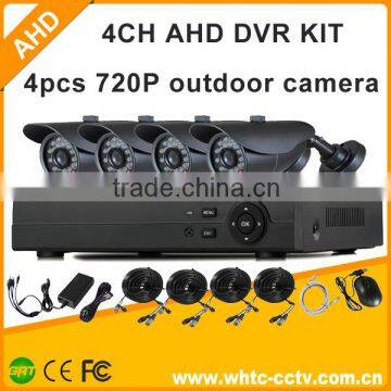 720P/960P HD Bullet camera 4ch h.264 diy AHD DVR KIT with Free APP P2P