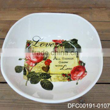 wholesale rose decal ceramic salad plate