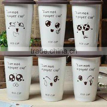 Travel mug white ceramic promotion mug gift double wall ceramic coffee cup with silicone lid and sleeve                        
                                                Quality Choice