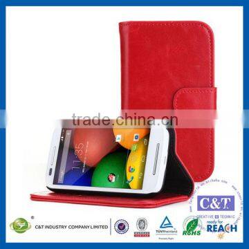 C&T Premium PU Leather Wallet Case for Motorola Moto E