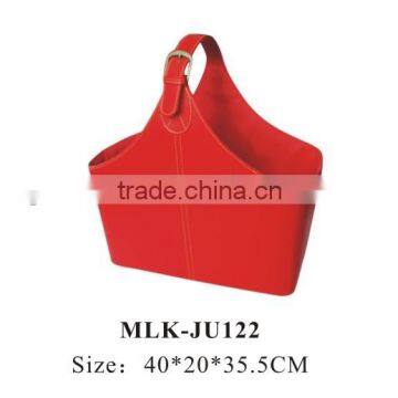 Cheap High Quality Decorative Leather Red Storage Baskets