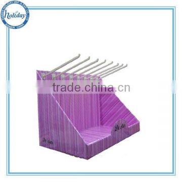 Custom size and printing cardboard jewelry counter display stand with hanging hooks