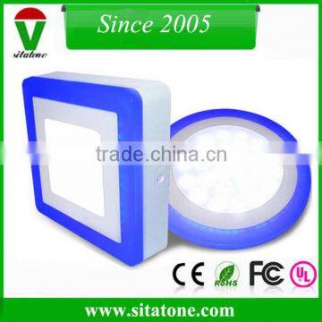 square and round three mode double color led panel downlight