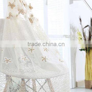 Woven polyester new embroidered design net sheer curtain fabric