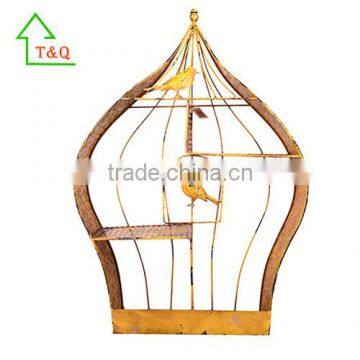 Metal Bird Cage Wall Art Sculpture Home Decor in gold Shabby Chic New