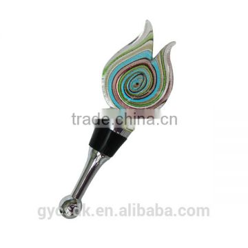 Flame Shaped Colorful Murano Glass Wine Bottle Stopper