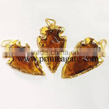 Wholesale 1 -1.50 INCH Brownish Color Glass Electroplated Arrowhead Pendants