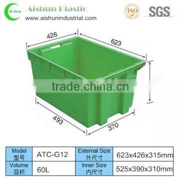 60L Nestable plastic dislocation crate for vegetables