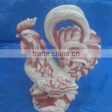 Ceramic rooster for garden decoration