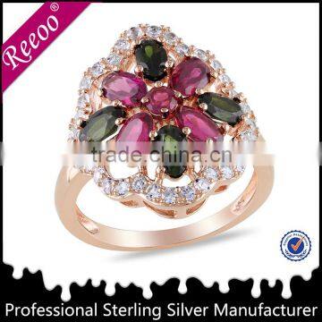 Hot sale fashion design 925 ruby and emerald silver ring