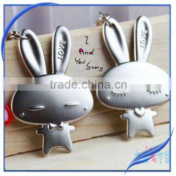 Fashion Rhinestone Shinying Rabbit Head Souvenir Keychain