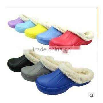 2015 new men and women casual indoor warm plush winter eva clogs insert fur lining