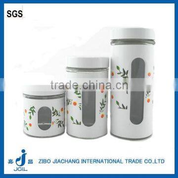 TP15110 cylinder glass honey jar with decaling coating