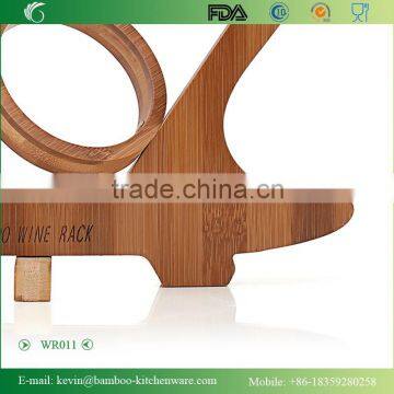 WR011/Natural Solid Bamboo Wine Rack Single Wooden Bottle Wine Glass Holder Antique Display Wine Bottle Holder photo-5