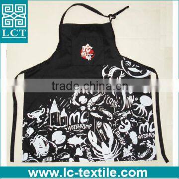 Custom Design Silk Screen Print Black Cooking Apron LCTN2018