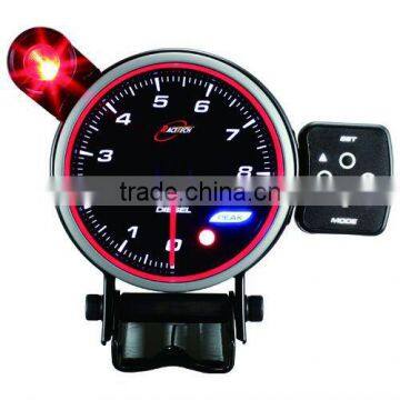 80mm angel ring 3 color LED Tachometer gauge for Diesel engine with warning and peak