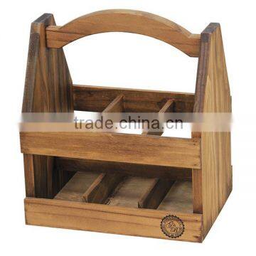 china factory FSC&BSCI solid pine wooden 6 pack beer tote carrier